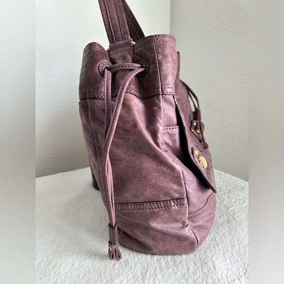 Vintage y2k Juicy Couture Lavender Purple Distressed Leather Large Shoulder - Picture 7 of 12